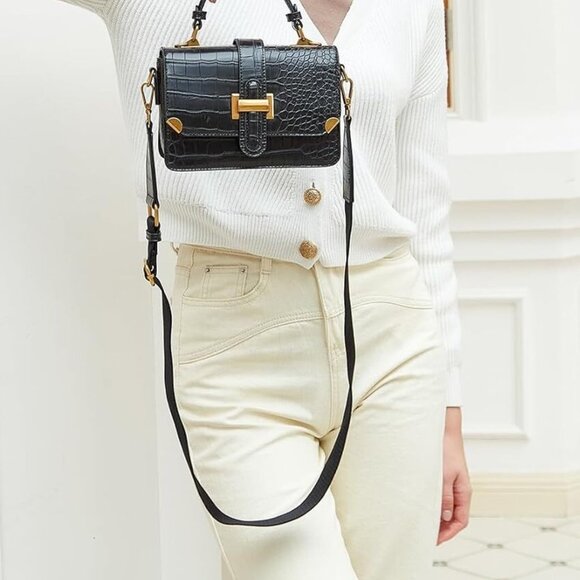 NWT LL LOPPOP Women's Small Classy Crossbody Purse Top Handle Black - Picture 1 of 4